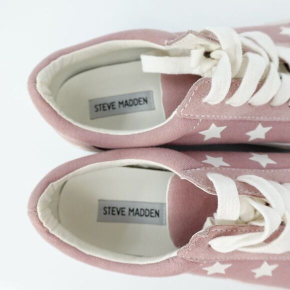 Steve Madden Leather Sneakers Womens 10 Pink Stars Platform 90s Retro - Picture 12 of 14
